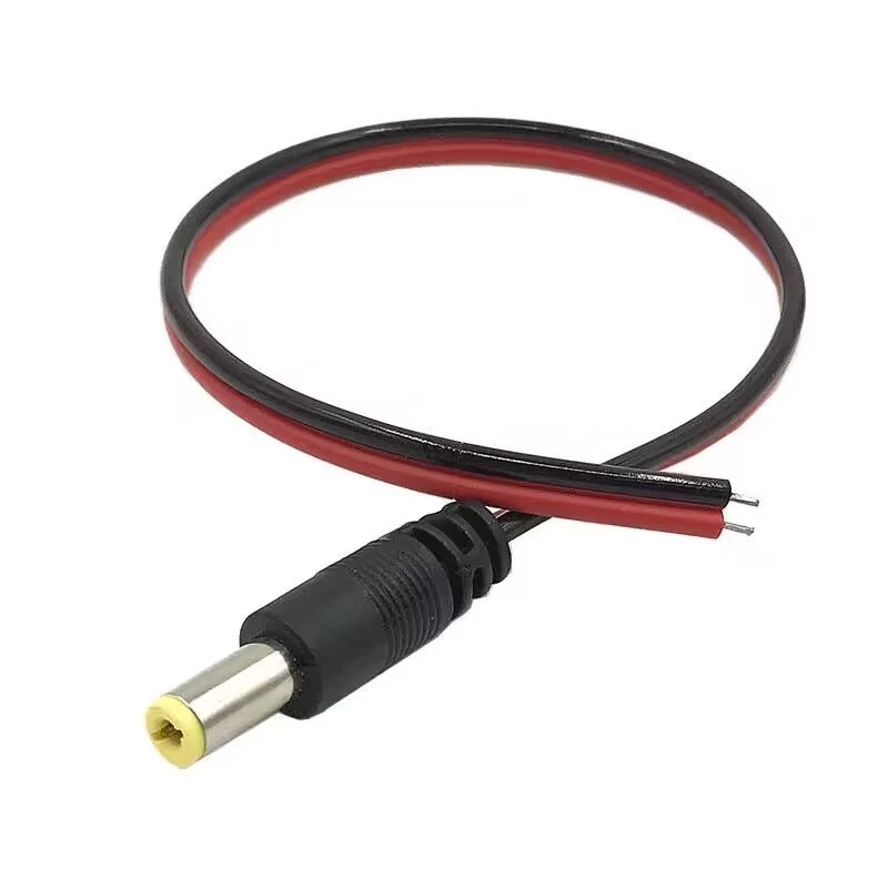 ชายสายทองแดงบริสุทธิ ์ Core DC5521 สายไฟเฝ ้ าระวังกล ้ องขั ้ วต ่ อสายไฟสีแดงสีดําชายสาย 12V24V