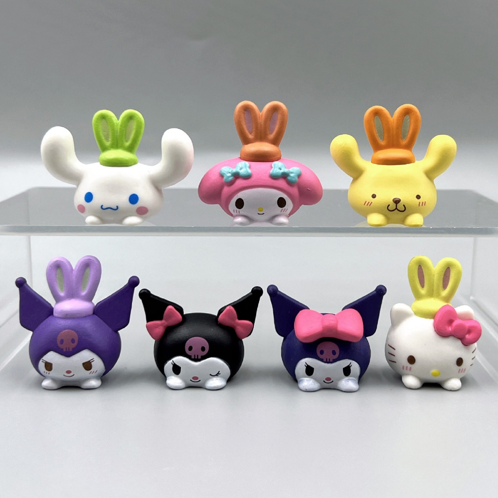 7 ชิ ้ น/ชุด 3-4 ซม.My Melody อะนิเมะรูป Kuromi Hello Kitty Cinnamoroll Pom Pom Purin DIY Mini Q รุ ่ น PVC Action Figures ตุ ๊ กตาของเล ่ น