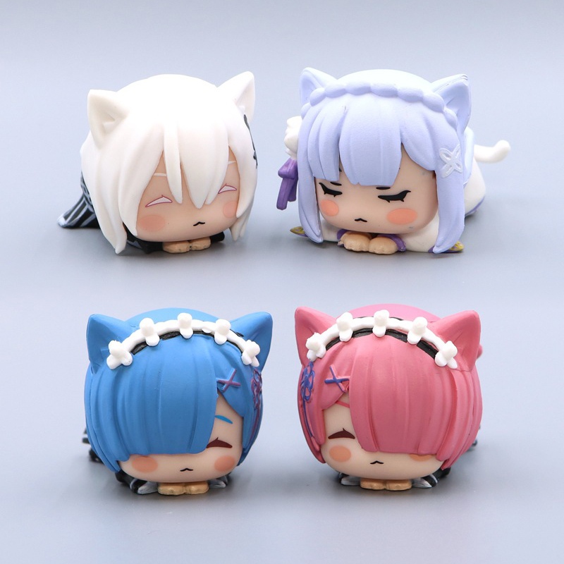 โมเดลฟิกเกอร์ PVC อนิเมะ Re:Life In a Different World From Zero Rem Ram Emiria Mini Cat Q Version ขน