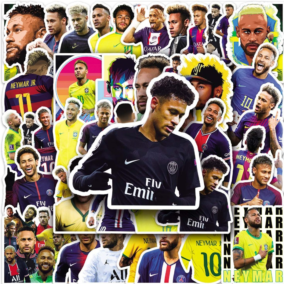 50pcs Cool Neymar ผู้เล่นฟุตบอลแฟชั่น Graffiti สติกเกอร์กันน้ําสําหรับ DIY โทรศัพท์แล็ปท็อปกีตาร์โน้ตบุ๊คหมวกกันน็อครถตกแต่ง Doodle Decals