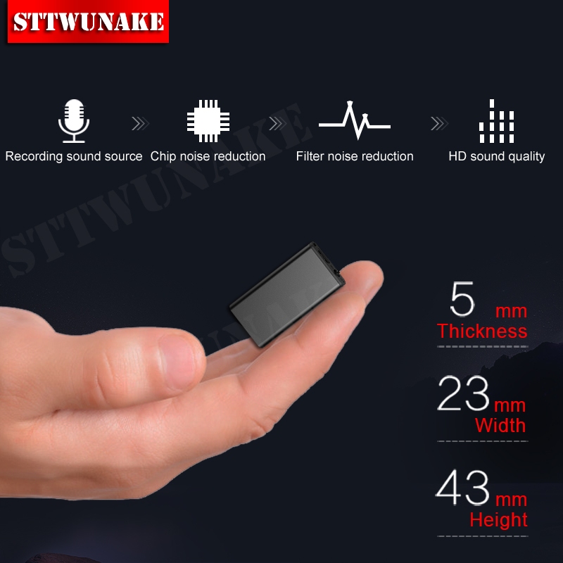 เพียง 0.19 ซม. ความหนา Mini Voice Activated Recorder Spy ขนาดเล็กดิจิตอลซ่อนบันทึกเสียงอุปกรณ์ฟัง Mi