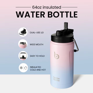 BOTTLE BOTTLE กระบอกน้ํา 2 ลิตร ขวดน้ําเก็บความเย็น กระติกน้ําเก็อุณหภูมิ ขวดน้ําสแตนเลสแบบพกพา ใช้สําหรับการออกกํลังกายกีฬากลางแจ้ง