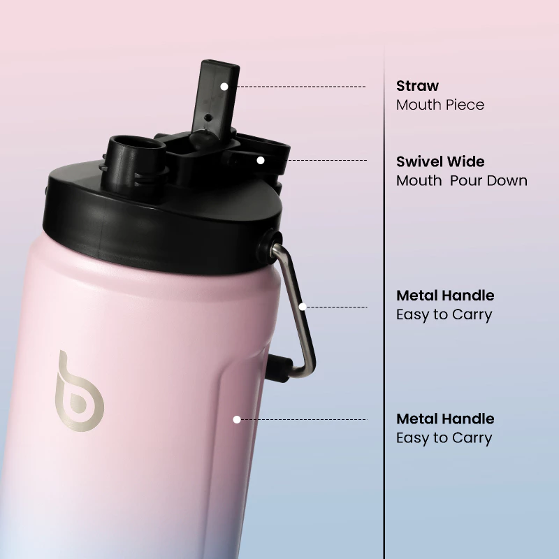 BOTTLE BOTTLE กระบอกน้ํา 2 ลิตร ขวดน้ําเก็บความเย็น กระติกน้ําเก็อุณหภูมิ ขวดน้ําสแตนเลสแบบพกพา ใช้สําหรับการออกกํลังกายกีฬากลางแจ้ง thumbnail 4