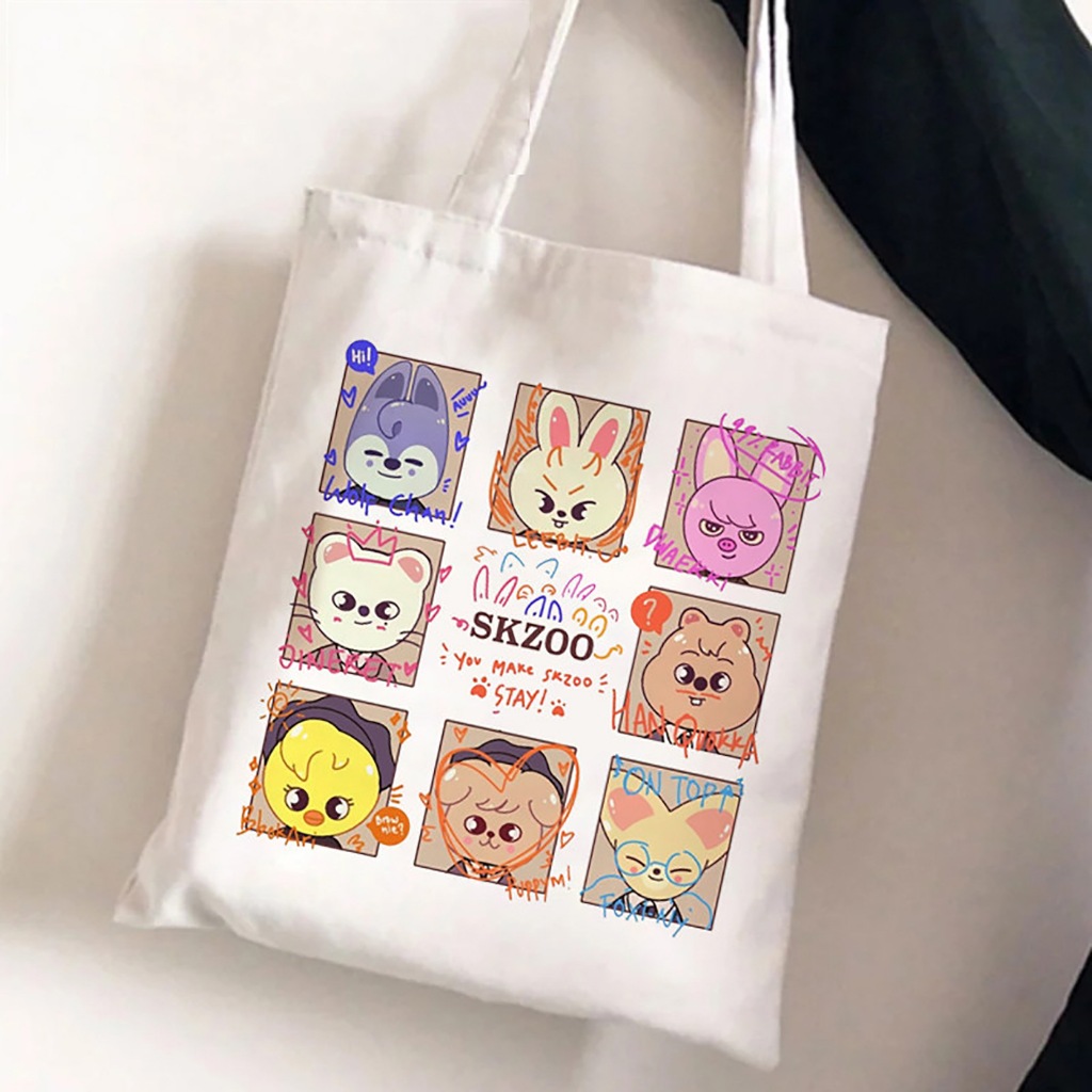 Kpop SKZ Canvas Tote Bag Kpop SKZ SKZ กระเป๋าสะพาย SKZ สินค้า SKZ สมาชิก
