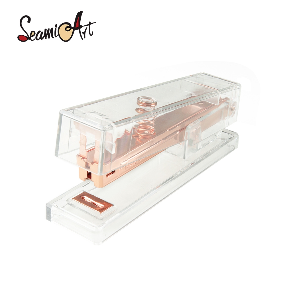 Seamiart เครื่องเย็บกระดาษ สีโรสโกลด์ พร้อมลวดเย็บกระดาษ 24/6 26/6 อุปกรณ์สํานักงาน โรงเรียน เครื่อง