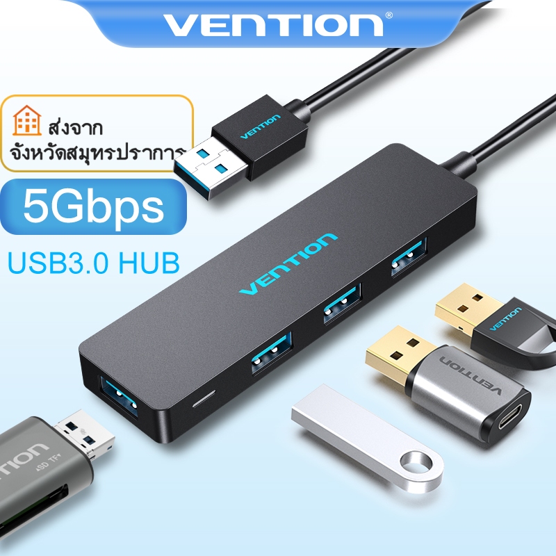 Vention USB 3.0 ฮับ 4 พอร์ต การส่งผ่านความเร็วสูง ตัวแยกยูเอสบี แบบพกพา ฮับ ​​US