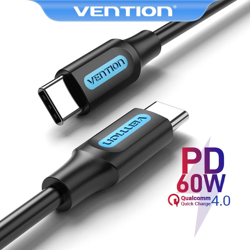 Vention Type C to Usb C Pd 60W สาย Usb C สายชาร์จความเร็วสูงสําหรับ Macbook Samsung: 1m