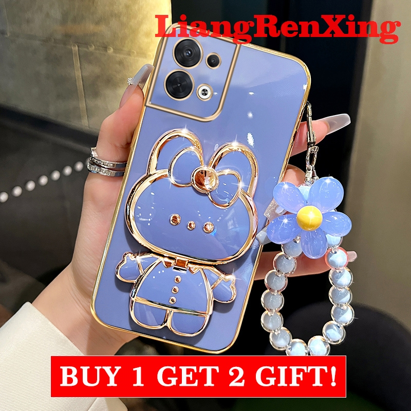 เคสโทรศัพท์มือถือ ซิลิโคนนิ่ม กันกระแทก ลายกระต่าย พร้อมกระจกแต่งหน้า สําหรับ OPPO Reno 8 5g 2022 RENO8 PRO 5g 2022 Reno 10 5g DDTHK01