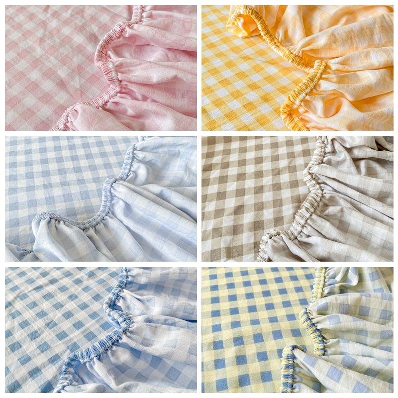 ผ้าปูที่นอน 5 ฟุต ลายริ้ว ผ้าปูรัดมุม 10 นิ้ว ลายสก๊อต ตาราง 3ฟุต 4ฟุต 6ฟุต bedsheet เขียว/ชมพู นุ่ม ผ้าปู ตาราง single queen - รูปที่ 5