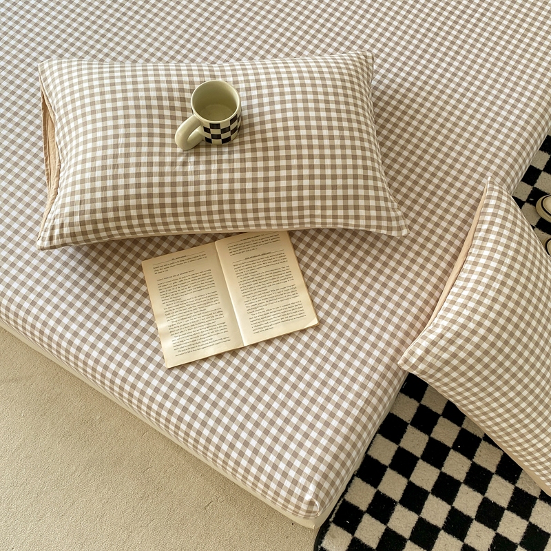 ผ้าปูที่นอน 5 ฟุต ลายริ้ว ผ้าปูรัดมุม 10 นิ้ว ลายสก๊อต ตาราง 3ฟุต 4ฟุต 6ฟุต bedsheet เขียว/ชมพู นุ่ม ผ้าปู ตาราง single queen - รูปที่ 3