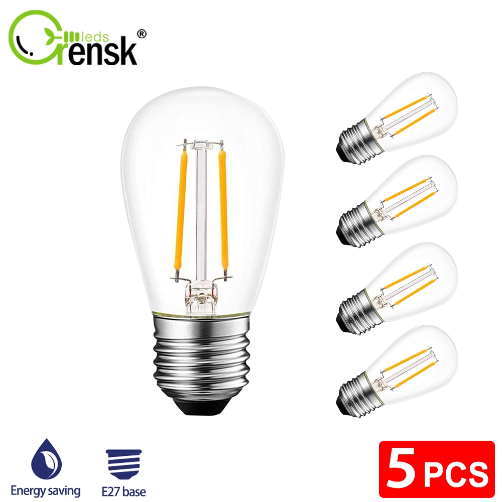 หลอดไฟ Led E27 S14 1W 2W 220V พลาสติก กันแตก สไตล์วินเทจ สําหรับตกแต่งโต๊ะ งานแต่งงาน ในร่ม 1 ชิ้น 5 ชิ้น