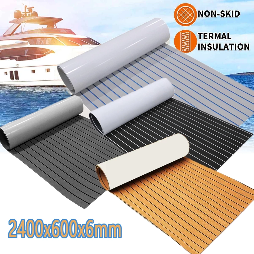 2400*600*6mmไม้สักเทียม EVA Foamสําหรับปูพื้นเรือเดินทะเล มีสีต่างๆให้เลือก แผ่นปูลานระเบียงเรือยอร์ชขนาด