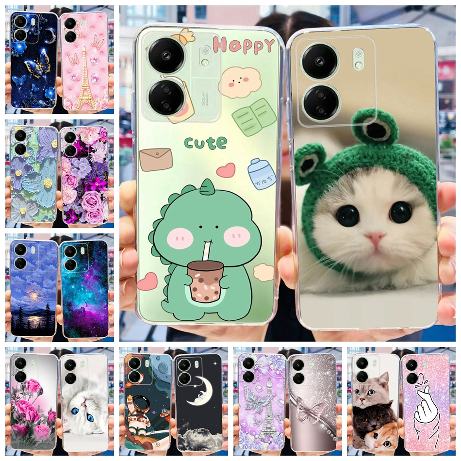 เคสโทรศัพท์ซิลิโคน TPU แบบนิ่ม ลายไดโนเสาร์ และแมวน่ารัก สําหรับ Xiaomi POCO C65 2023 POCO C65 C 65 PocoC65 4G