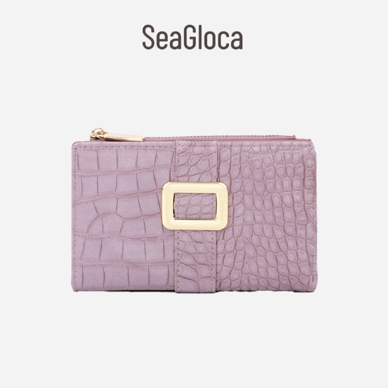 Seagloca ใหม่ กระเป๋าสตางค์ใบสั้น ลายหนังจระเข้ แฟชั่นสําหรับสตรี No 1686