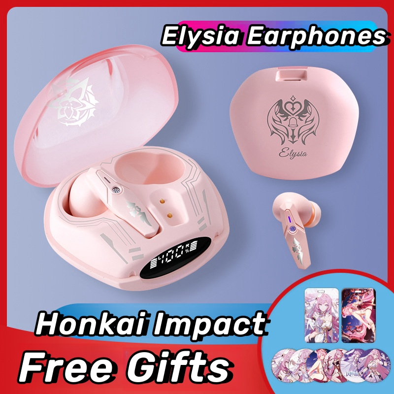 【ฟรีของขวัญ】Honkai Impact 3 Elysia หูฟังบลูทูธไร้สาย 5.3 พร้อมปลายหูฟัง ลดเสียงรบกวน ความล่าช้าต่ํา คุณภาพเสียง HiFi พร้อมป้าย Elysia