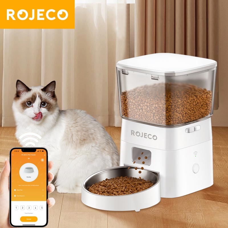 Rojeco เครื่องจ่ายอาหารสัตว์เลี้ยง WIFI อัตโนมัติ 2 ลิตร 2.4G พร้อมปุ่มควบคุม APP สําหรับสุนัข แมว