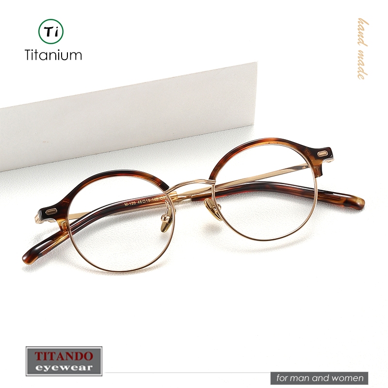 แว่นตาสายตาสั้น กรอบไทเทเนียมอัลลอย ทรงกลม สไตล์ญี่ปุ่นย้อนยุค สําหรับผู้ชาย ผู้หญิง 999.9 M120
