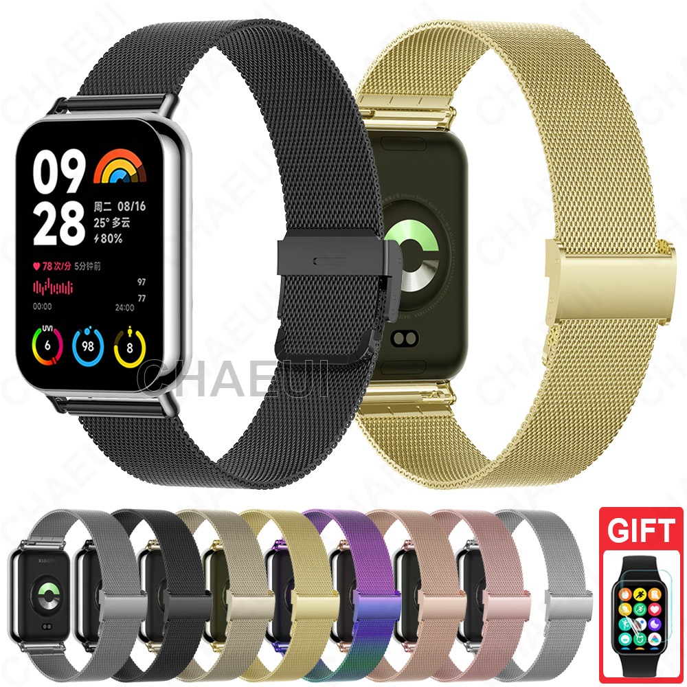 สายโลหะสแตนเลสสตีลสร้อยข้อมือหัวเข็มขัดสําหรับ Xiaomi Smart Band 8 9 10 Pro / Redmi Watch 4 5 6 Active Lite