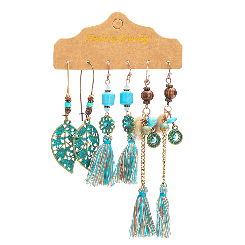 ต่างหูเงิน 925 จี้รูปปีกนก ประดับพู่ สีเขียวขุ่น สไตล์วินเทจ เรโทร เครื่องประดับแฟชั่น สําหรับผู้หญิง 3 คู่ ต่อชุด - รูปที่ 7