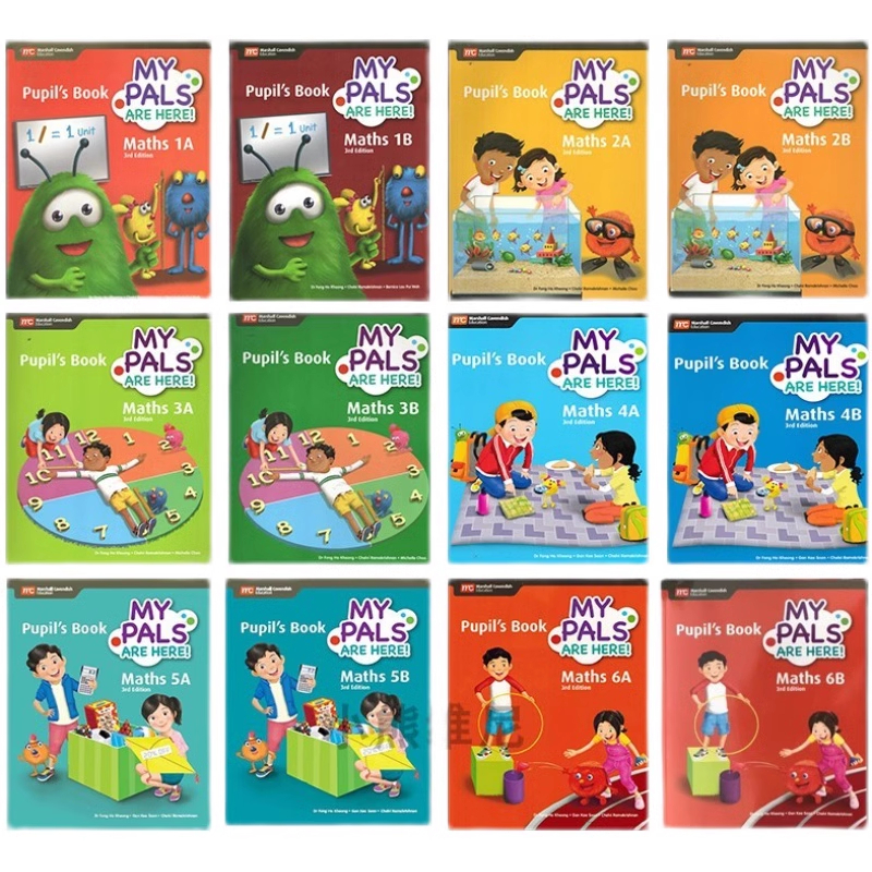 สมุดงานคณิตศาสตร์ภาษาอังกฤษสำหรับเด็กและนักเรียนระดับประถมศึกษา—Primary School Student Children's Mathematics Textbook Workbook Exercise Book “Singapore My Pals Are Here Maths Level1A/AB/2A/2B/3A/3B/4A/4B/5A/5B/6A/6B”