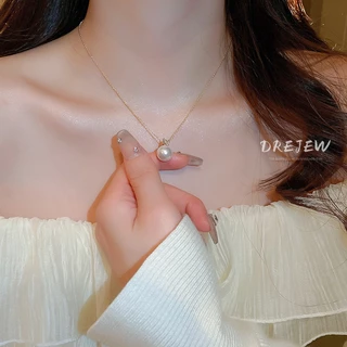 DREJEW สร้อยคอโซ่ ประดับไข่มุก เพทาย ทรงกลม หรูหรา หรูหรา ระดับไฮเอนด์ เรียบง่าย แฟชั่น สําหรับผู้หญิง