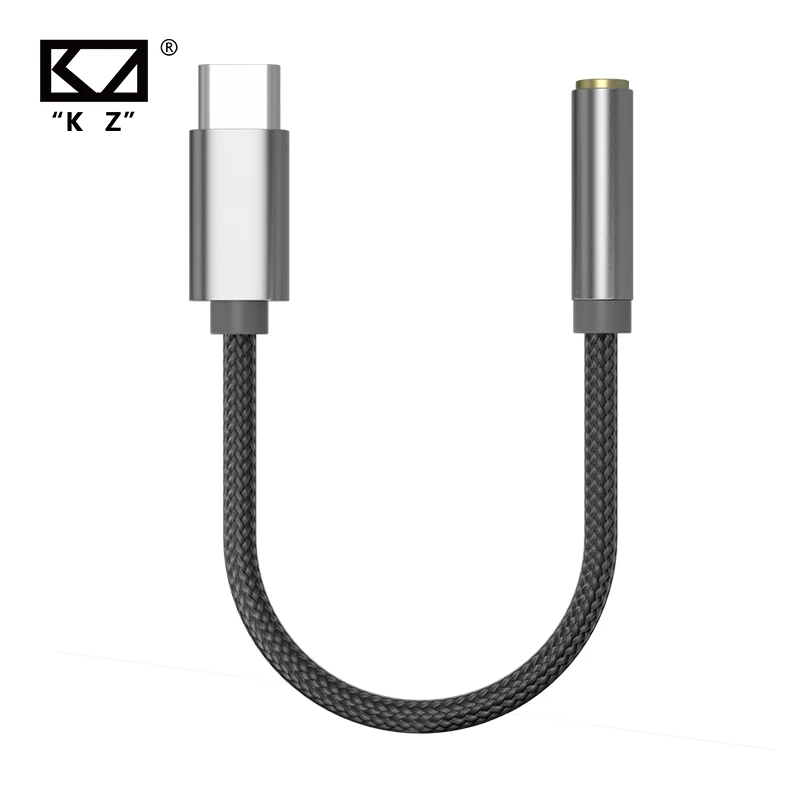 KZ AM01 Type-C to 3.5mm Audio Adapter 32bit/384kHz Hi-Fi DAC + IC Amplifier Dual Chip Earphone Audio