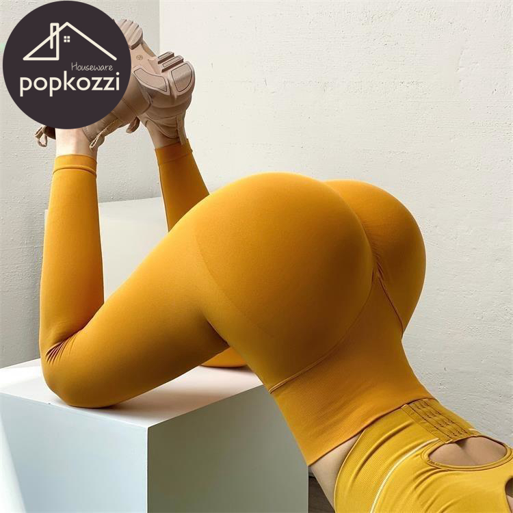 Popkozzi (อัพเกรด) กางเกงกีฬา เลกกิ้ง เอวสูง กางเกงออกกําลังกาย กางเกงรัดรูป ยางยืด สําหรับผู้หญิง