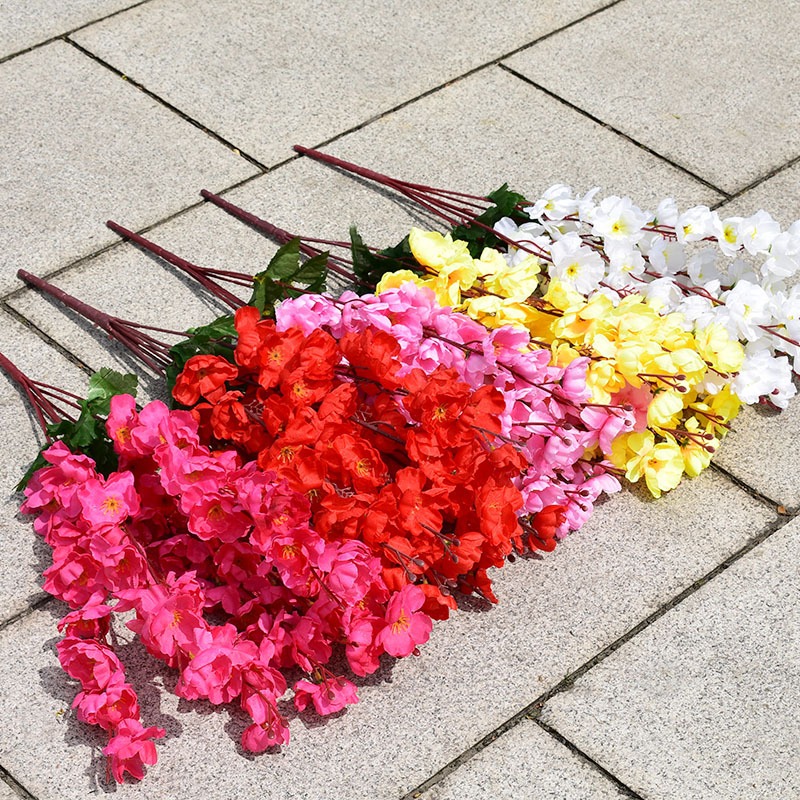 ดอกไม้ปลอม ช่อดอกซากุระประดิษฐ์ 7 ช่อ ช่อดอกไม้ สําหรับตกแต่งร้านเสริมสวย งานแต่งงาน ต้นไม้ปลอมตกแต่งห้อง - รูปที่ 3