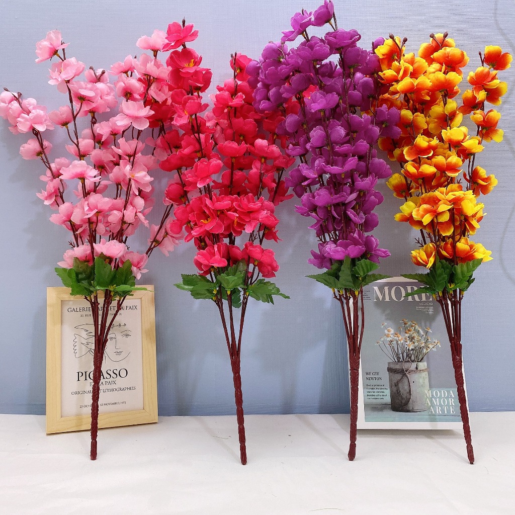 ดอกไม้ปลอม ช่อดอกซากุระประดิษฐ์ 7 ช่อ ช่อดอกไม้ สําหรับตกแต่งร้านเสริมสวย งานแต่งงาน ต้นไม้ปลอมตกแต่งห้อง