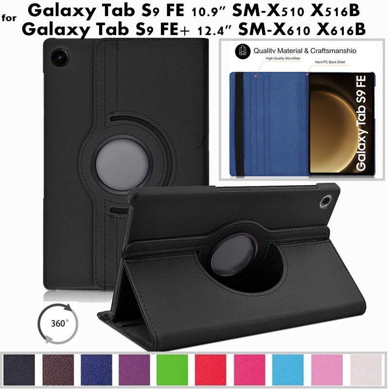 Samsung Galaxy Tab S9 FE Case 10.9'' Tablet 360 Rotating PU Leather Case for Tab S9 FE+ Plus 12.4" with Stand Flip Tablet Case