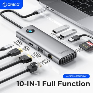 Orico USB C Hub Docking 10 in 1 USB C Dongle พร้อม HDMI 4K +…