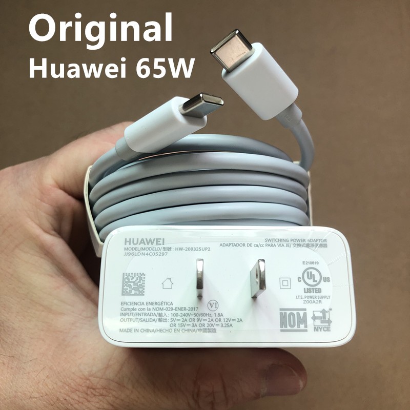 เครื่องชาร์จ Huawei 65W ดั้งเดิม MateBook D15 อะแดปเตอร์โน้ตบุ๊ก MateBook13/14/15Xs/Xpro TypeC สายชาร์จเร็ว