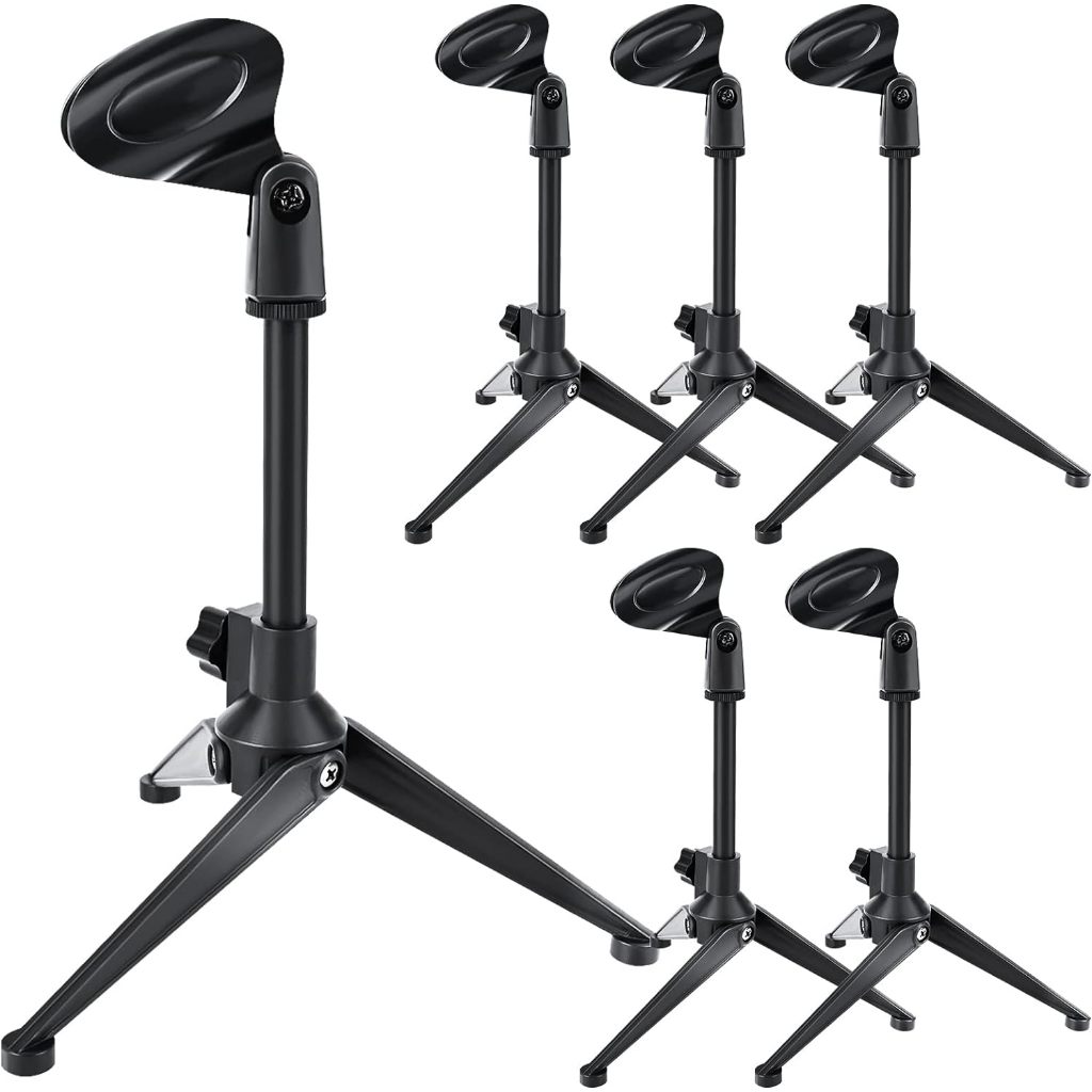 6 Pack Desktop Mic Stand โต๊ะ, ไมโครโฟนขาตั้งกล้องแบบพกพาพับได้ตารางไมโครโฟน Universal ปรับ MIC Hold
