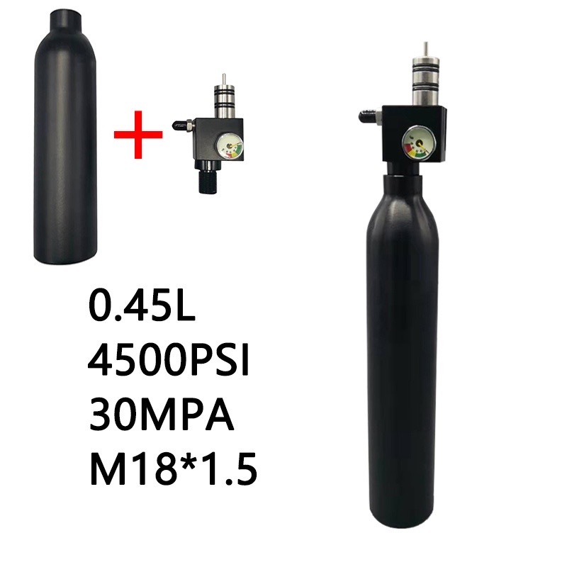 วาล์วควบคุมถังอากาศ 4500psi HPA PCP 4500psi 30MPA 0.45L HPA M18*1.5