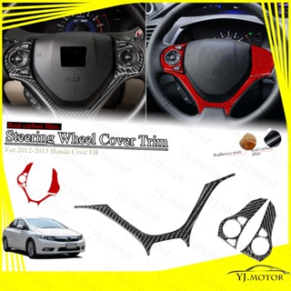 สติกเกอร์คาร์บอนไฟเบอร์ ติดพวงมาลัยรถยนต์ สําหรับ Honda Civi…