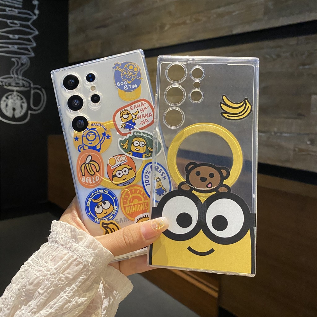 การ์ตูน บานาน่าบอย เคสแม่เหล็ก TPU โปร่งใส กันกระแทก สําหรับ Samsung Galaxy S25/S24/S23/S22 Ultra/Plus, Note10 Plus, Note20/Note20 Ultra