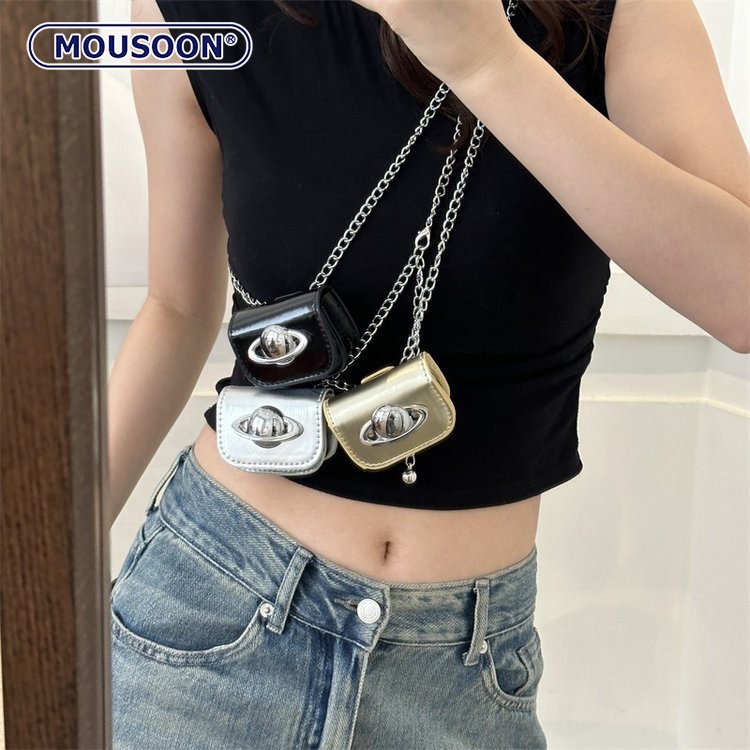 มูซูน สุภาพสตรีไหล่ กระเป๋าสะพายข้าง กระเป๋าแฟชั่นโซ่กระเป๋าสตางค์คุณภาพสูงโซ่เอว