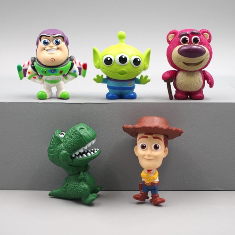 โมเดลฟิกเกอร์ PVC อนิเมะ Toy Story Sheriff Woody Buzz Lightyear Rex Aliens Lotso Bear Q Version ขนาด 3-4 ซม. 5 ชิ้น ต่อชุด