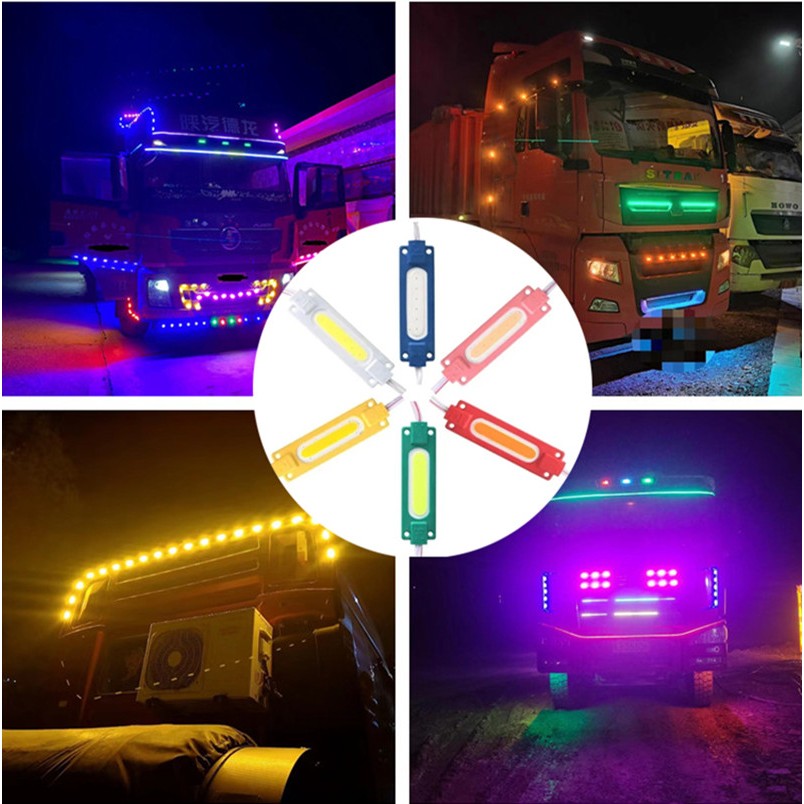 Dc12v หรือ DC24V COB LED โมดูลรถบรรทุกด้านข้าง Marker ไฟแสดงสถานะสีขาวสีชมพูสีเหลืองสีแดงน้ําแข็งสีฟ้าสีเขียวเตือนโคมไฟสําหรับ Lorry Tailer รถรถจักรยานยนต์ Advertisement ป้าย Board Backlight