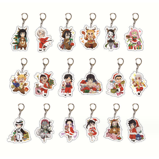 คริสต์มาส Demon Slayer พวงกุญแจอะนิเมะ Tanjiro โปร่งใสพวงกุญแจจี้
