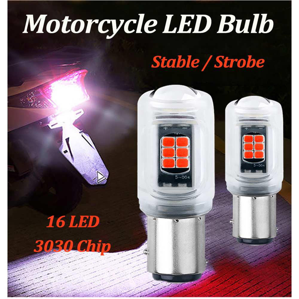รถจักรยานยนต์หลอดไฟ LED Super Bright 1156 BA15S 1157 BAY15D 3030 ไฟท้ายไฟเบรค Strobe 16 ชิป LED ไฟเลี้ยว