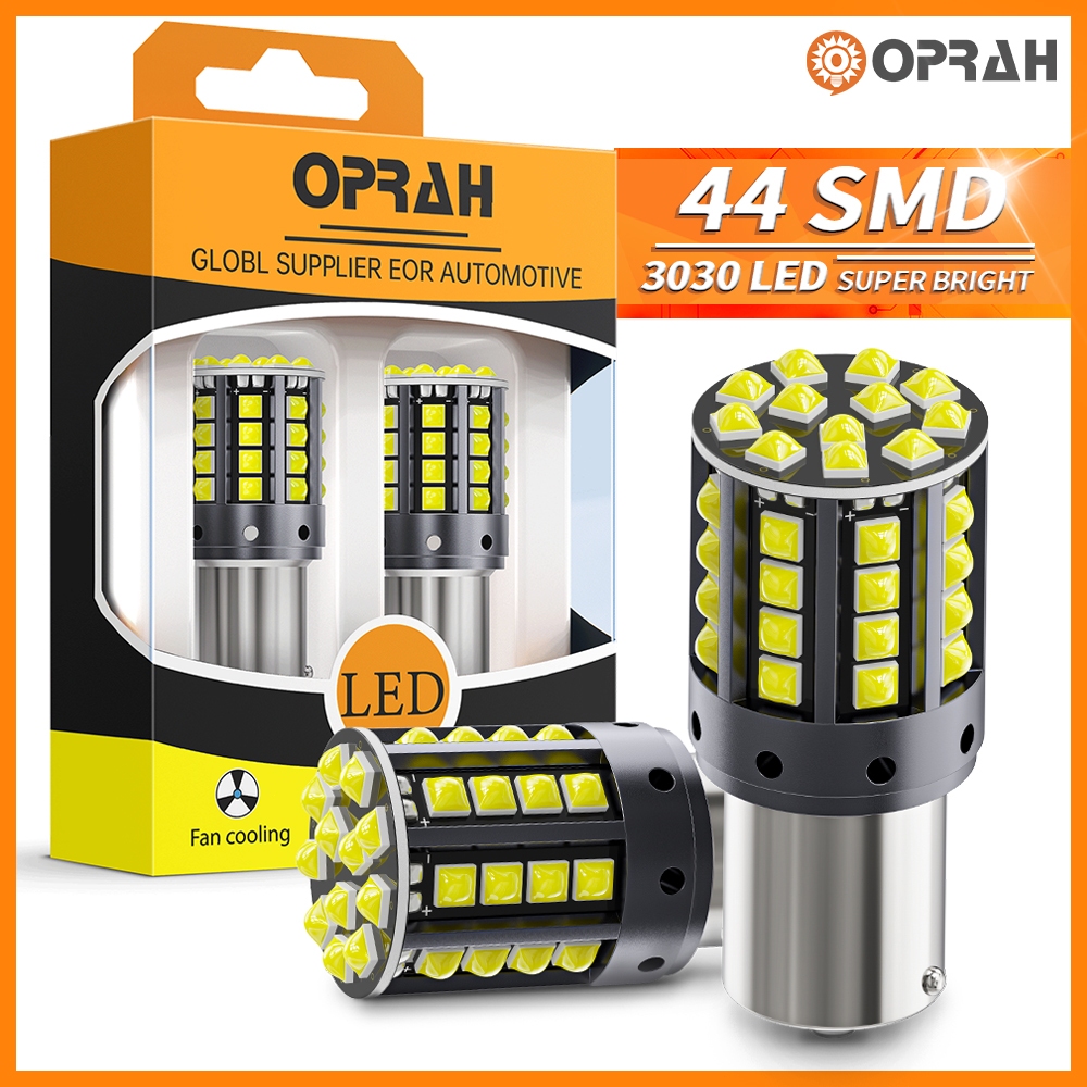 Oprah 2pcs 1156 BA15S P21W 1156 BAU15S PY21W 1157 Bay15d T20 7440 7443 LED Super Bright ไฟเลี้ยว 3030 44SMD ไฟท้าย LED ไฟเบรคย้อนกลับหลอดไฟรถยนต์