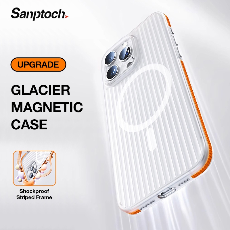 Non-SlipSantypochสําหรับแม่เหล็กGlacierเคสโทรศัพท์สําหรับPhone 16 15 14 13 Pro Max Matteโปร่งแสงสําห