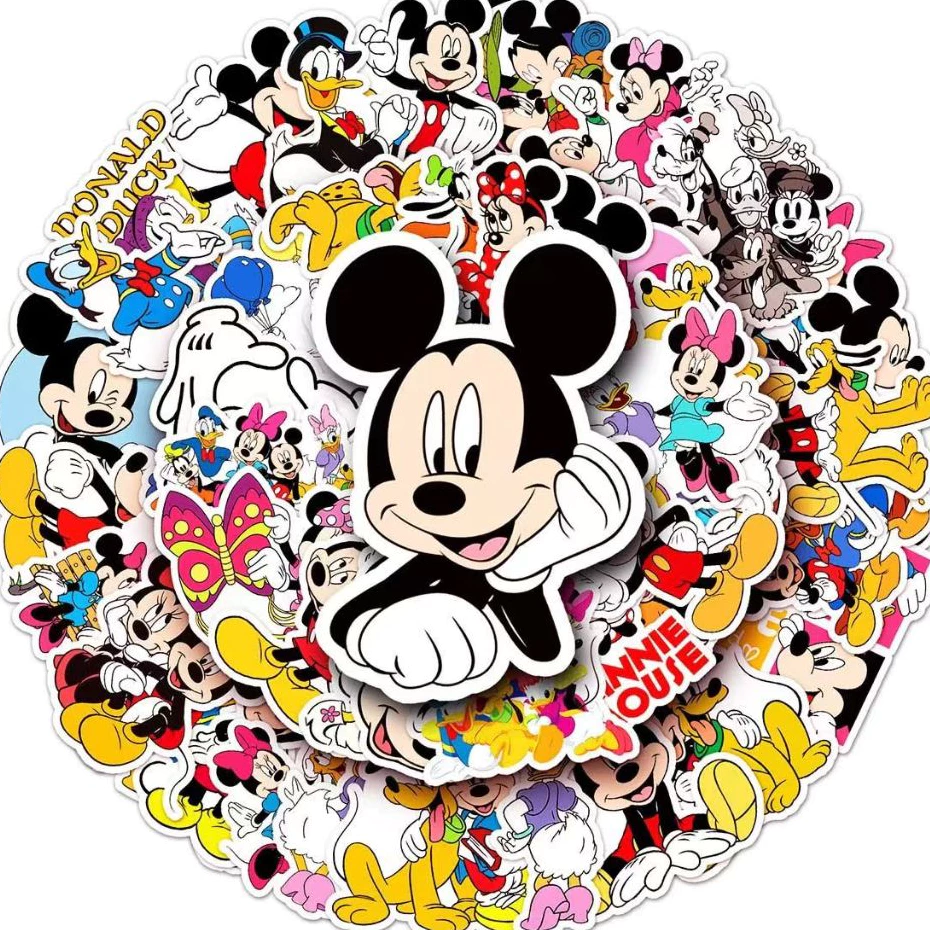 50 ชิ้นตลก Disney Mickey การ์ตูน Graffiti สติกเกอร์กันน้ําสําหรับ DIY โทรศัพท์แล็ปท็อปโน้ตบุ๊คกีตาร์จักรยานหมวกกันน็อครถตกแต่ง Decal