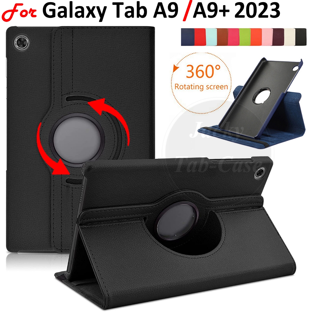 แฟชั่น 360° เคสหนัง PU แบบแข็ง ฝาพับ หมุนได้ พร้อมขาตั้ง สําหรับ SAMSUNG Galaxy Tab A9+ 11.0 นิ้ว Tab A9 8.7 นิ้ว 2023 TabA9 SM-X110 SM-X115 SM-X210 SM-X215 SM-X216B