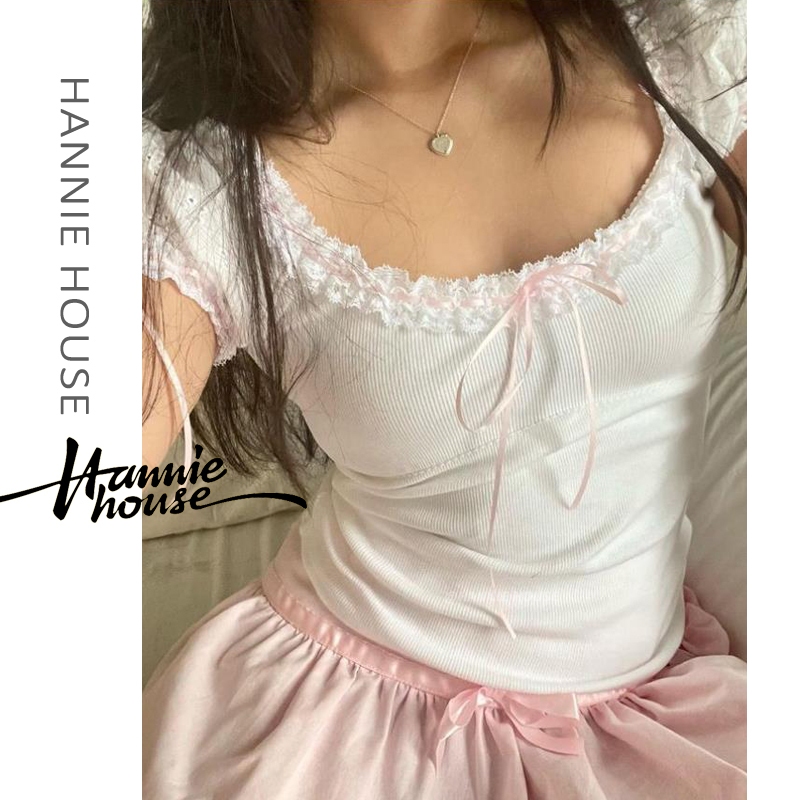 Hannie- เสื้อยืด ผ้าลูกไม้ น่ารัก สําหรับผู้หญิง