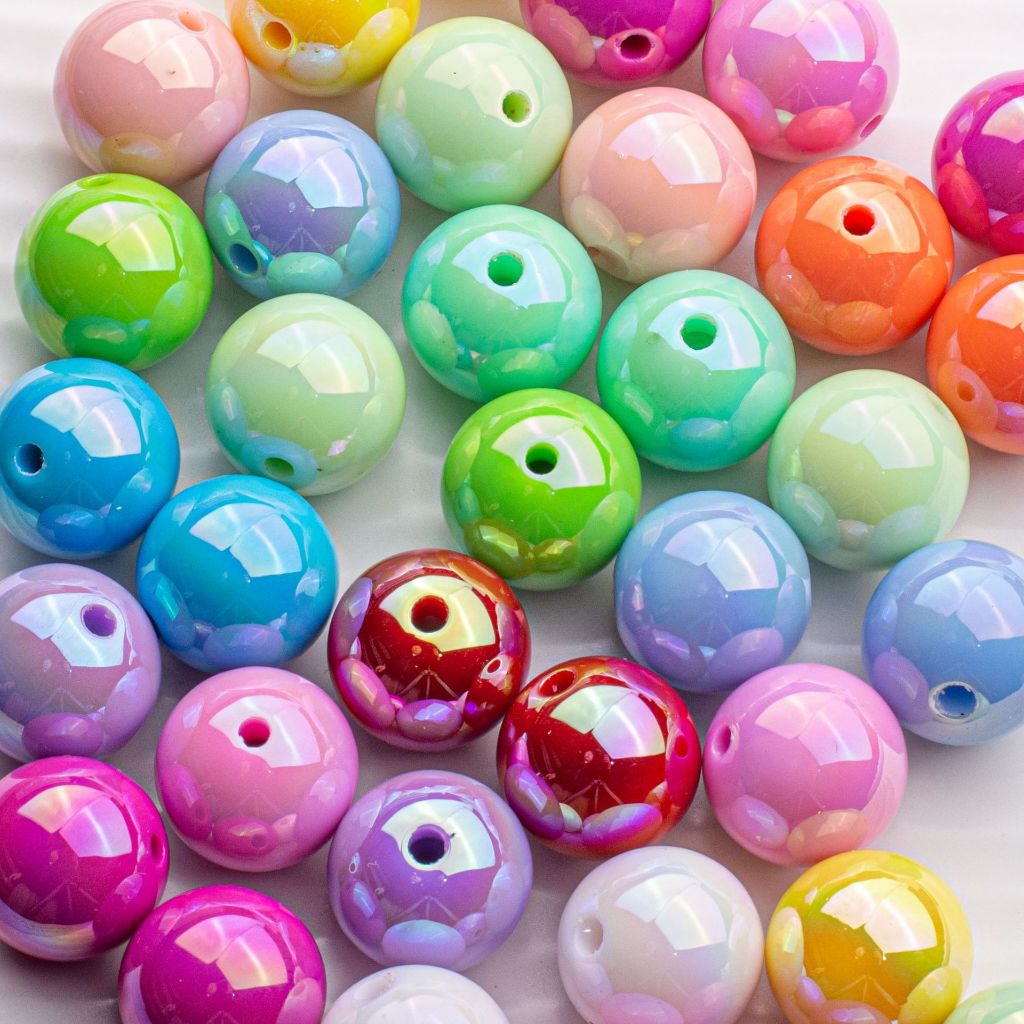 ใหม่ ลูกปัดอะคริลิค สีพื้น 16 มม. 16 มม. 10 ชิ้น
