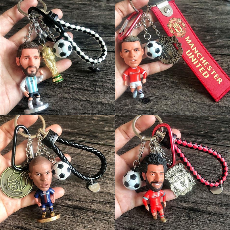 พวงกุญแจ จี้ตุ๊กตาฟุตบอล C Ronaldo Messi Mbappe Salah World Cup Trophy