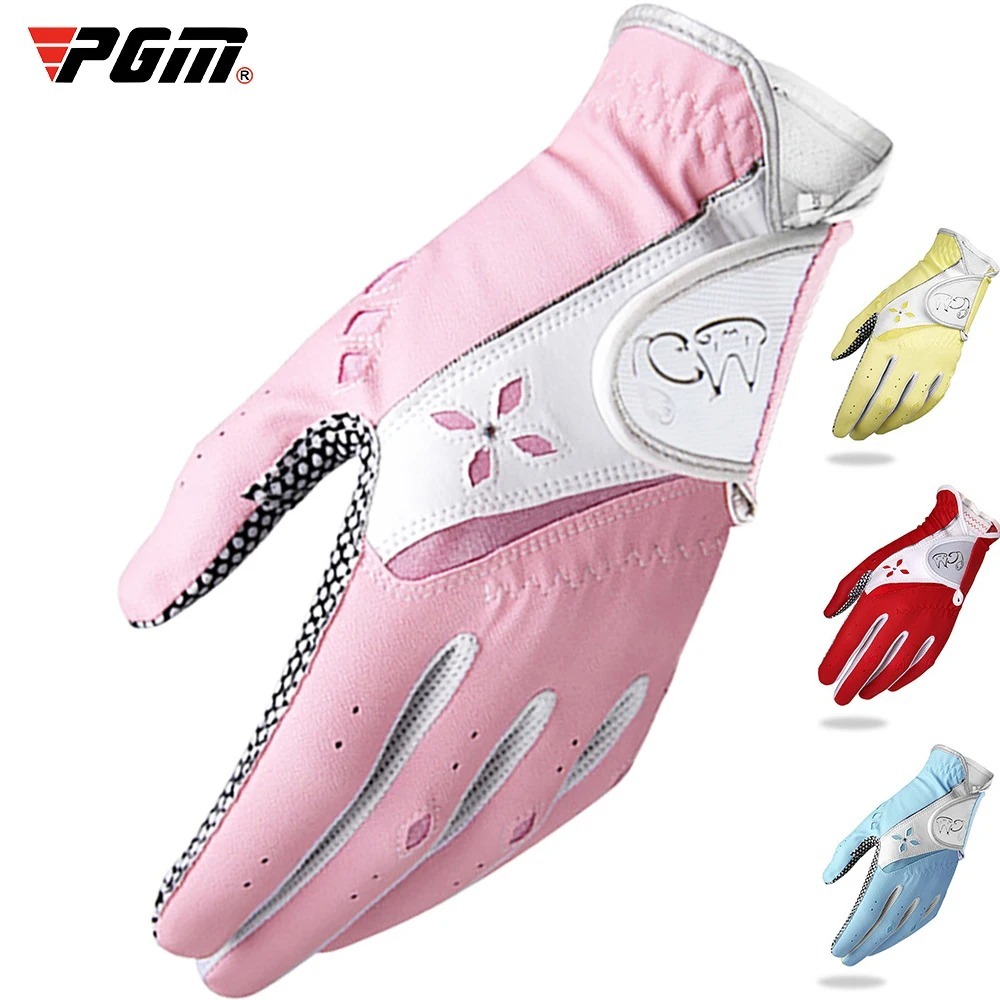 PGM ST020 1คู่ผู้หญิงถุงมือกอล์ฟนุ่มระบายอากาศหนัง PU ลื่นเม็ดกีฬากลางแจ้งขายส่งอุปกรณ์กอล์ฟ