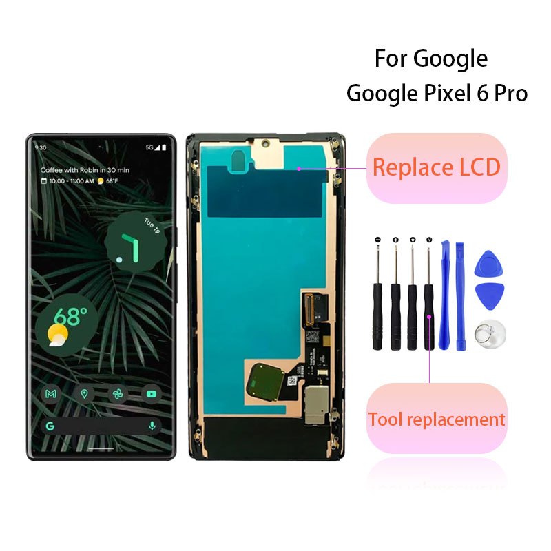 OLED Pixel 6 Pro หน้าจอลายนิ้วมือสําหรับ Google Pixel 6 Pro GLUOG, G8VOU จอแสดงผล Touch Digitizer As